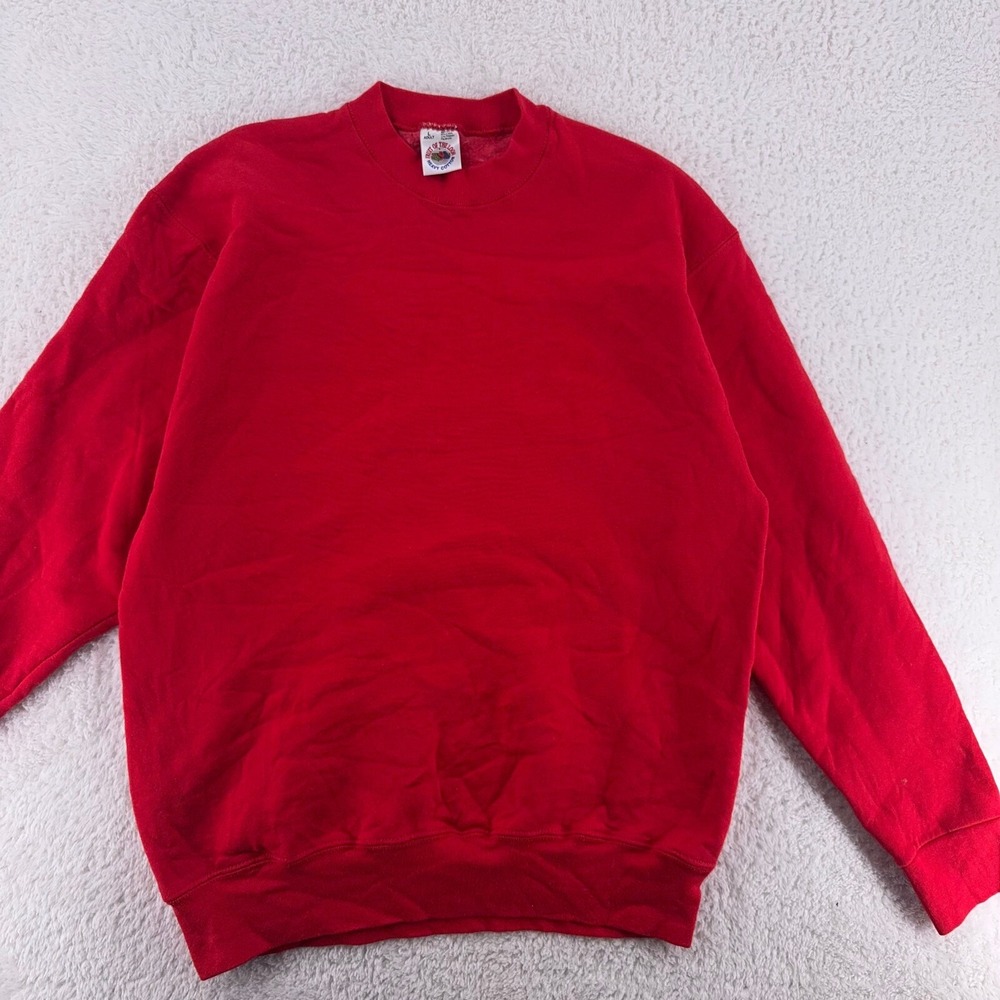 vintage 90s BLANK RED‎ FRUIT OF THE LOOM CREWNECK SWEATSHIRT MEDIUM/LARGE